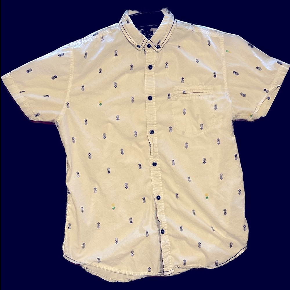 Geometrix pineapple print casual button down shirt